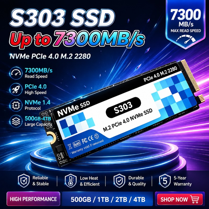 M.2 Nvme 4Tb Pcie 4.0 Ssd - S303 M.2 NVMe 내장형 SSD, 500GB/1TB/2TB/4TB